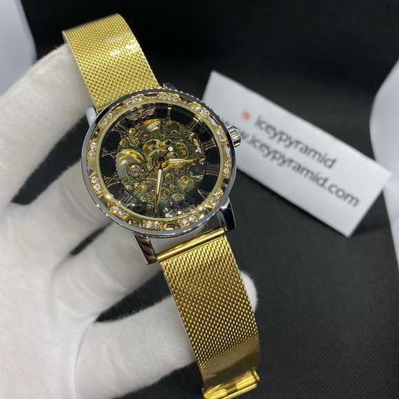 Men's Full Automatic & Mechanical Movement Luxury Style Gold Color Watch - Picture 3 of 6